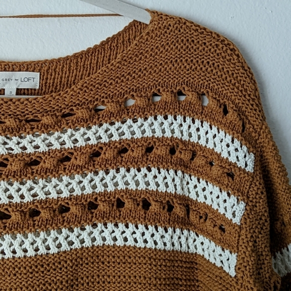 Lou & Grey for Loft cropped camel fringe sweater - Picture 2 of 5